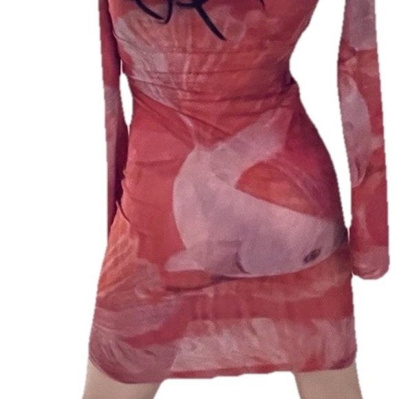 RAMONA LaRUE by Arianne NWT Adele FIGHTER FISH Print Tattoo Mesh DRESS XS / S - Picture 9 of 16